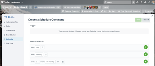 An image showing how to create a Schedule Command in Butler