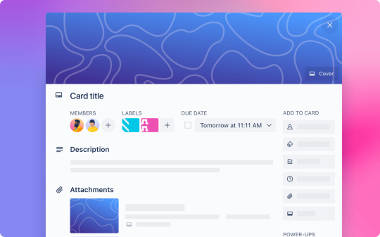 A view of the cardback in Trello