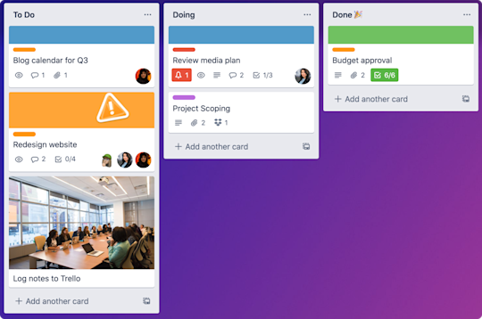 An image of a Trello board