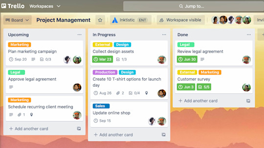 A view of a Trello board