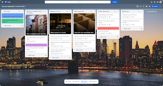 Image showing an example of a checklist on a Trello card