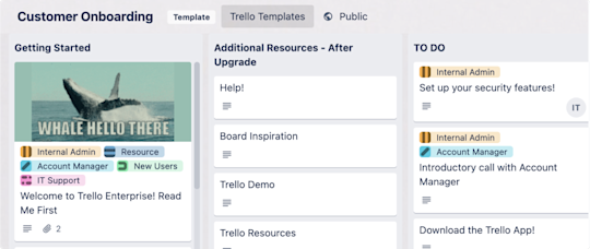 An image showing an example of the Customer Onboarding template