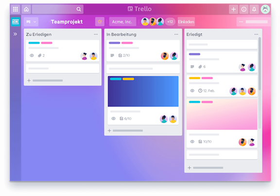Illustration des Trello-Boards eines Teams