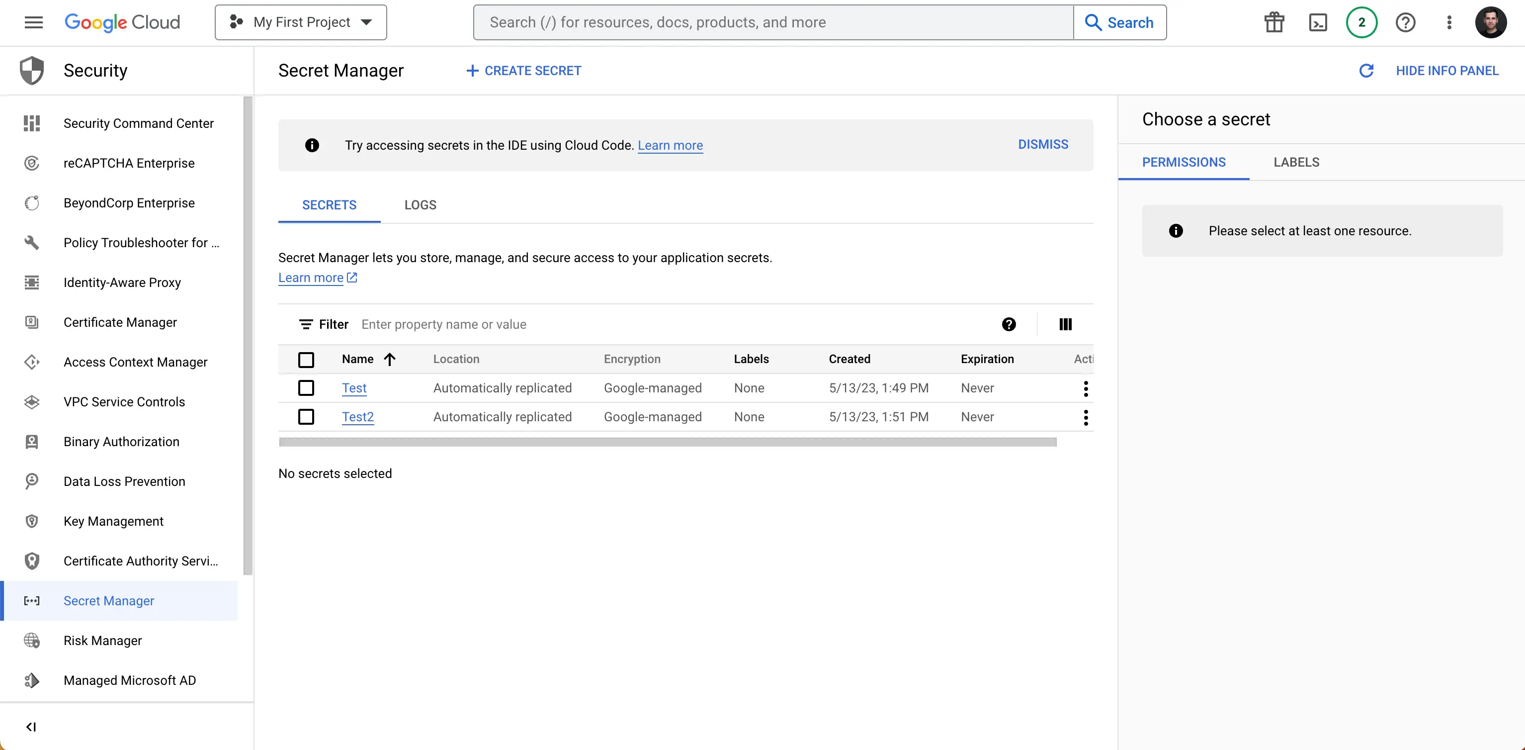 GCP Secrets