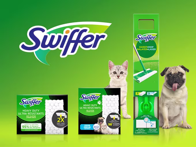 Produits de la gamme de recharges de linges secs ultra résistants pour balai Swiffer pour animaux domestiques
