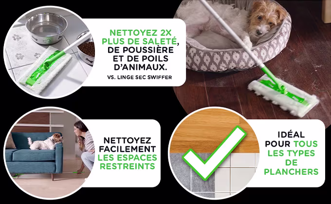 Recharges de linges secs ultra résistants pour balai Swiffer pour animaux domestiques – Les poils, ça arrive, nettoie 2 fois plus de saleté, de poussière et de poils d’animaux, nettoie facilement les espaces restreints, idéal pour multi-surfaces