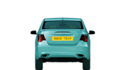 The rear of a parked generic green car