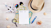 Notepad, map and travel accessories