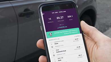 Phone showing ByMiles pay per mile app.