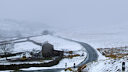 Snowy roads in the countryside