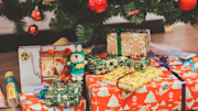 Christmas presents wrapped under tree