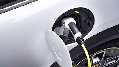 An electric car being charged.