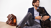 Person sat with a dog
