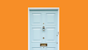 Front door on bright background