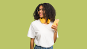 Student holding a mobile phone