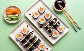 Zalm sushi met wasabispread