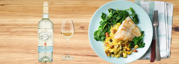 Visgerecht met de Villa Puccini Pinot Grigio.