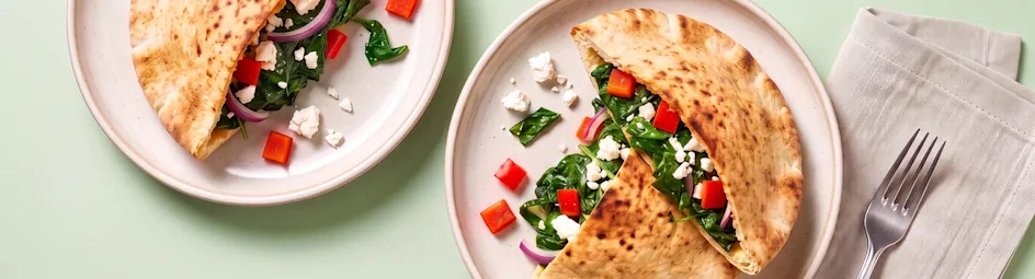 Pitabroodje met spinazie en feta