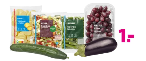 Groente en fruit voor maar 1 euro. geldig van 15 t/m 21 april