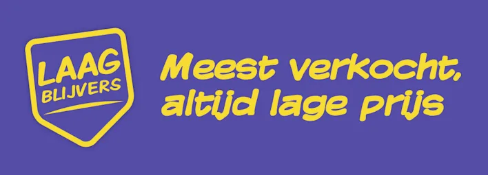 Laagblijvers logo met "Meest verkocht, altijd lage prijs".