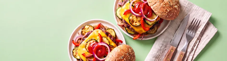 Hamburger met gegrilde groenten