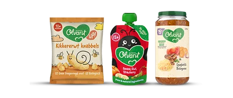 Alle olvarit potjes, snacks of knijpverpakkingen voor 1 euro. Geldig van woensdag 20 augustus t/m dinsdag 26 augustus