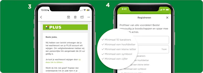 Nieuw wachtwoord instellen stap 3 en 4.