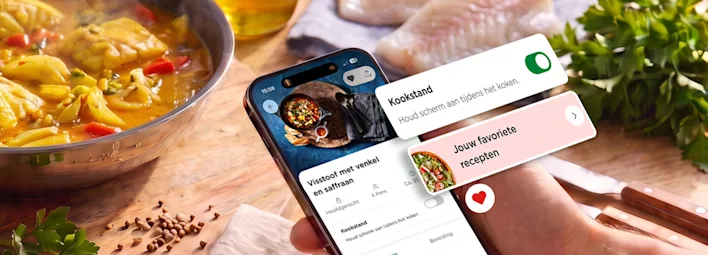 Telefoon met nieuwe functies in de app.