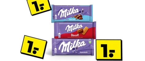 Milka voor 1 euro. Geldig van 19 t/m 25 augustus