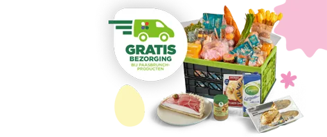 Gratis bezorging bij aankoop van Paasbrunchproducten. geldig van 25 t/m 31 maart