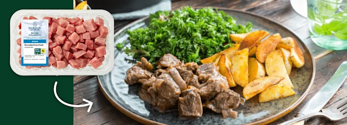 Runderhachee Goulashvlees met bijpassend recept.