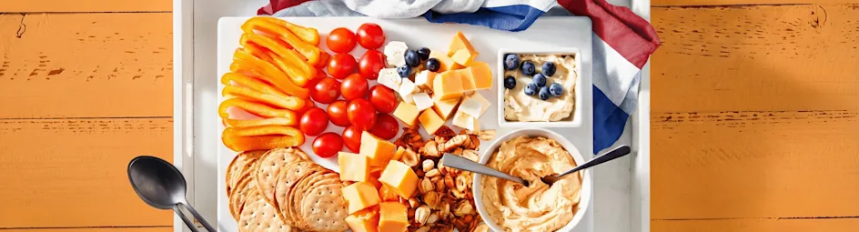 Koningsdag borrelplank in rood, wit, blauw en oranje