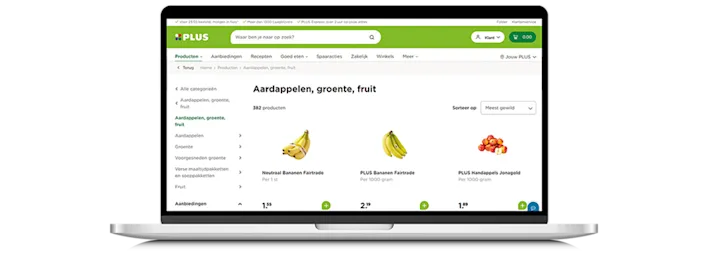 Visuele uitleg van stap 4 van het online bestellen van boodschappen bij PLUS.
