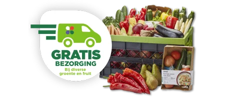 Gratis bezorging bij aankoop van groente en fruit. Geldig van 13 t/m 19 mei