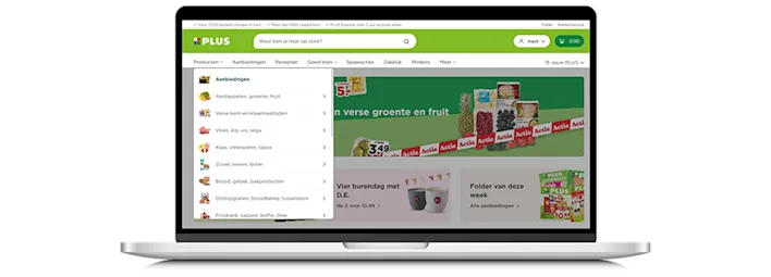 Visuele uitleg van stap 3 van het online bestellen van boodschappen bij PLUS.
