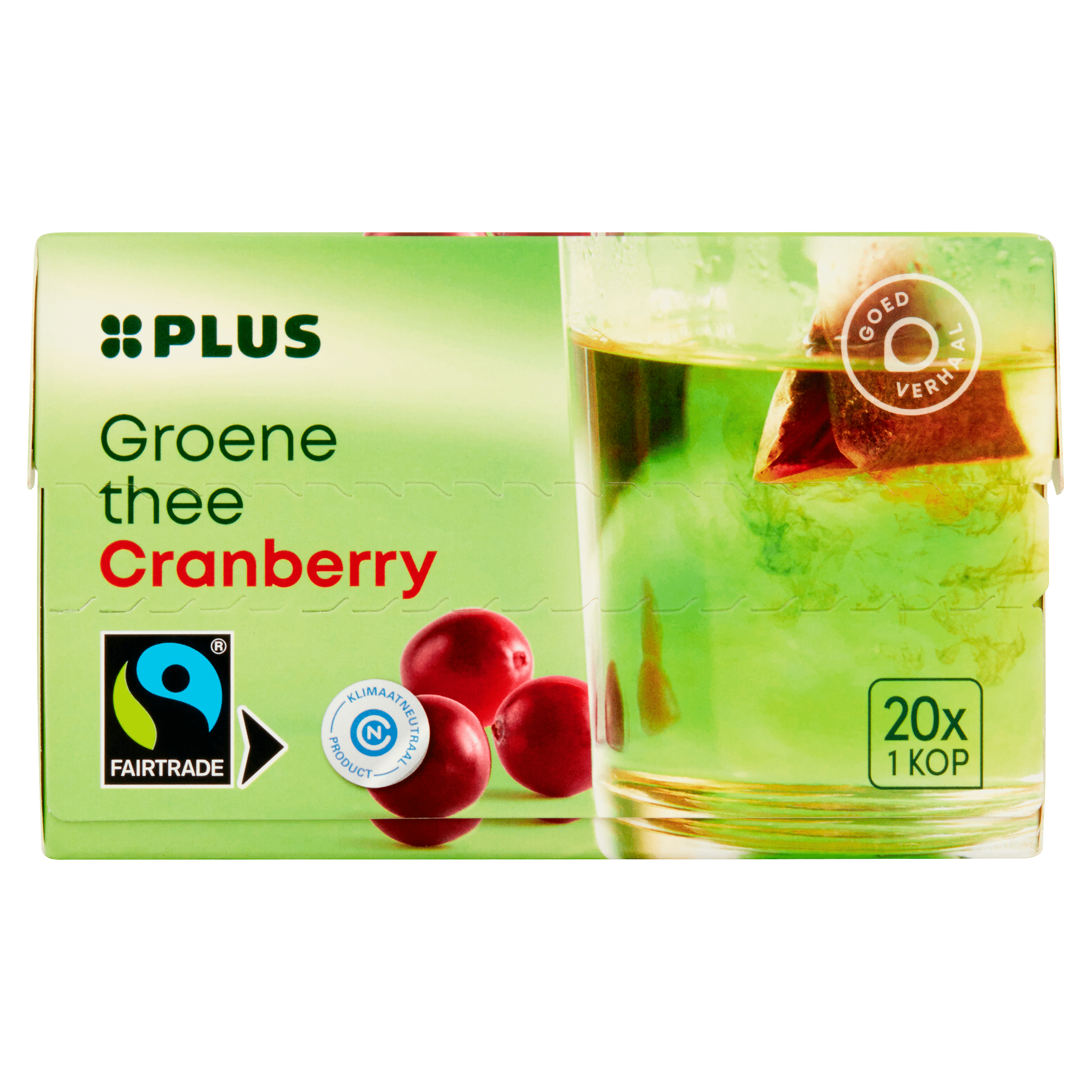 PLUS Groene Thee Cranberry Fairtrade Per Doos 30 G