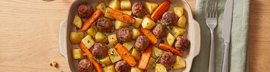 Traybake met gehaktballetjes