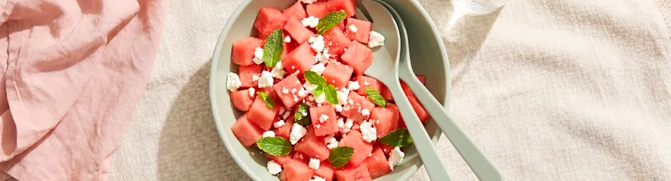 Watermeloensalade met feta en munt
