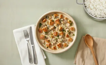 Romig stoofpotje met kip en champignons in briesaus