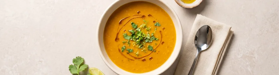 Linzensoep met miso en komijn