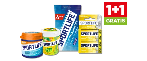 Sportlife 1 + 1 gratis. Geldig van 14 t/m 20 oktober