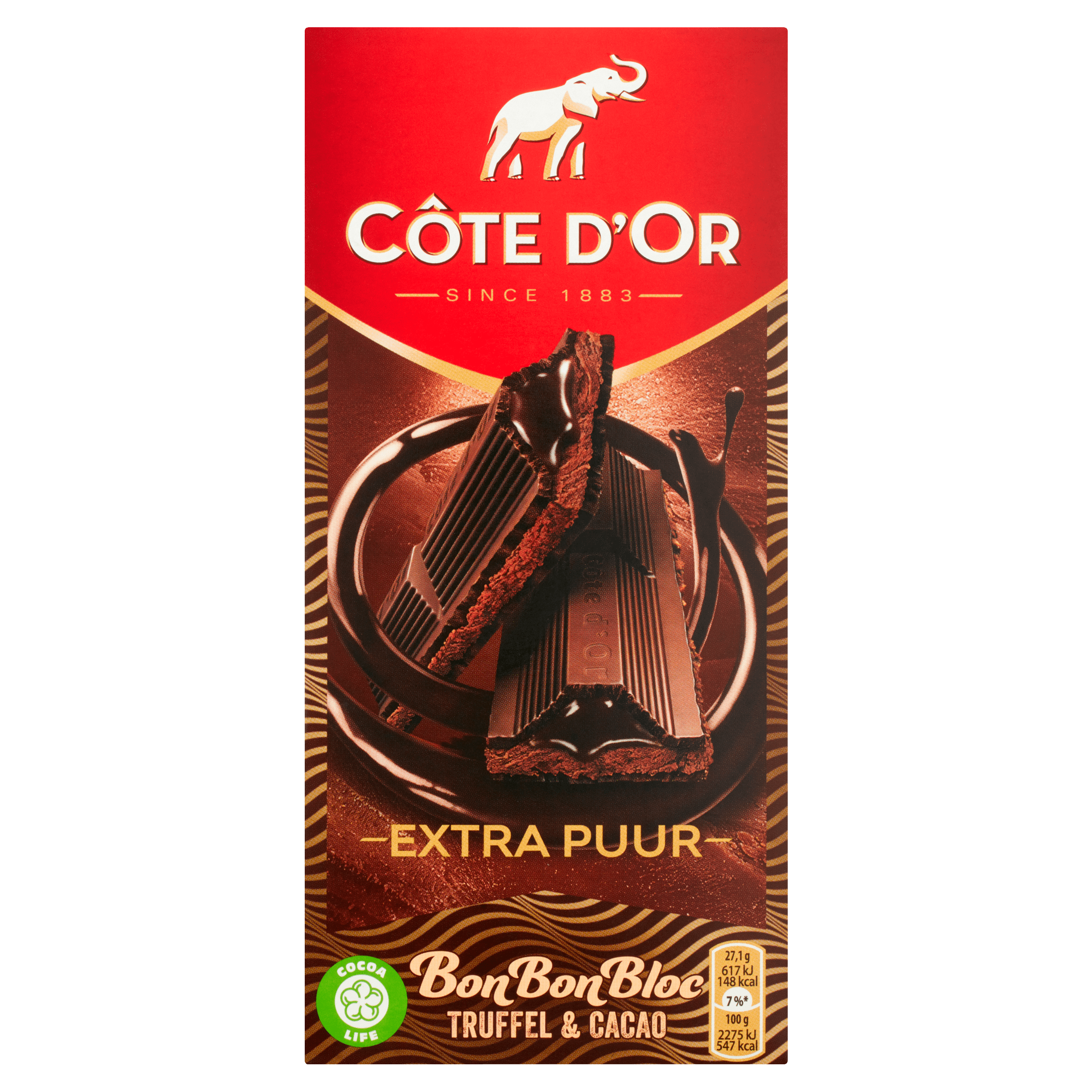 Côte d Or BonBonBloc chocola extra puur truffel Per Reep 190 g