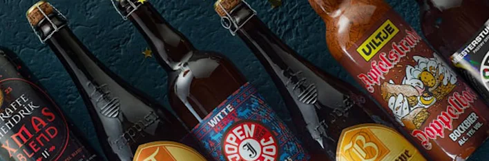 Speciaalbier van PLUS, waaronder Straffe Hendrik Xmas Blend, Jopen Joop Witte, Jopen Joop en Uitje Dubbelganger.