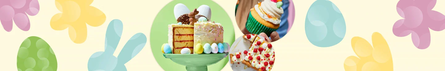 Recepten van PLUS voor bakken tijdens Pasen, meringue-cakejes, paascake met vanillebotercrème en frambozencake met mascarpone en citroen