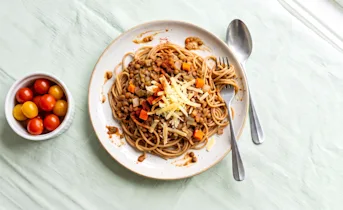 Pasta met bruine bonen en prei