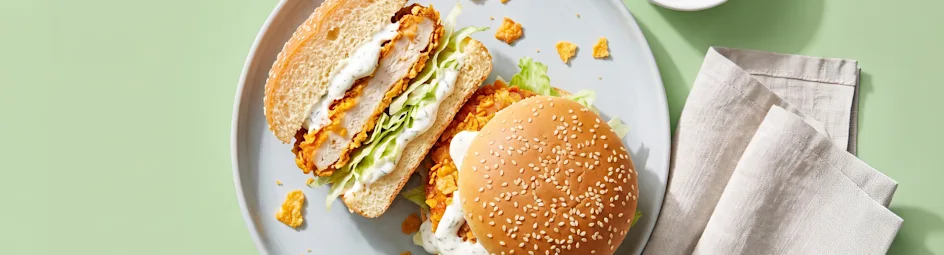 Crispy chicken burger uit de airfryer