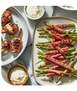 Gegrilde aspergetips met serranoham