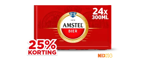 Amstel pils met 25% korting. Geldig van 20 t/m 26 augustus