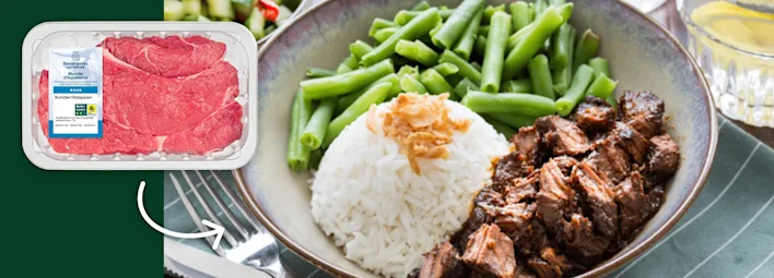 Riblap met bijpassend gerecht.