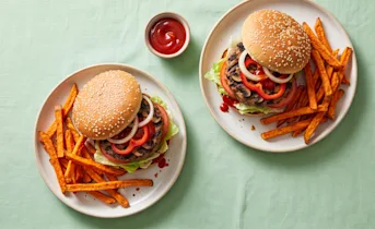 Champignon burger met ijsbergsla